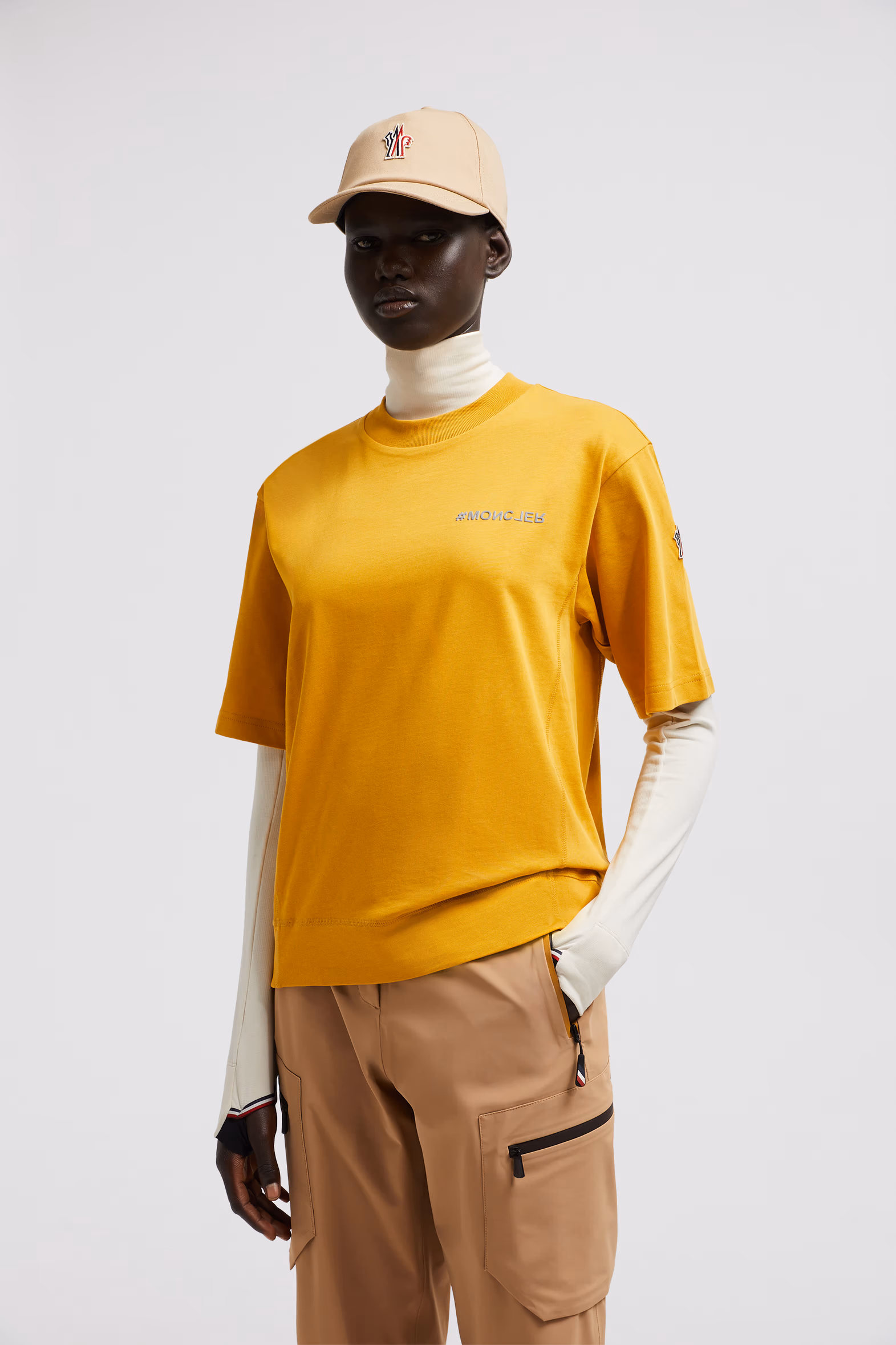 Logo Cotton T-Shirt Women Yellow Moncler 0